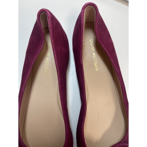 STUART WEITZMAN Gabby Bow Detailed Suede Flats In Berry Sz 6.5 New - Picture 4 of 12